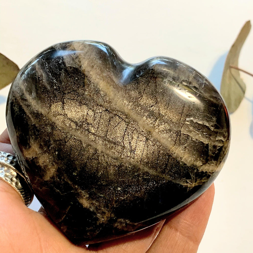 Extreme Shimmer Black Moonstone Heart Carving ~Locality Madagascar - Earth Family Crystals