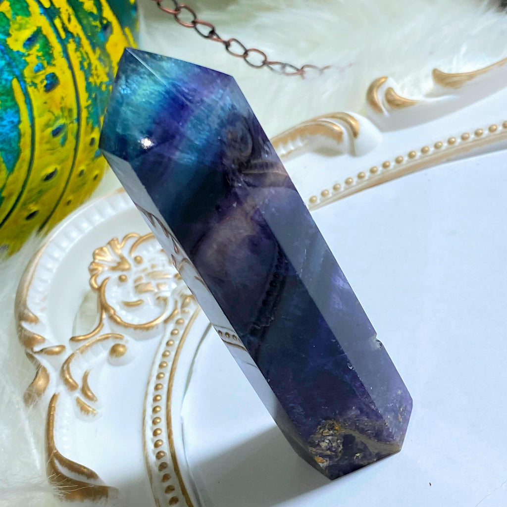 Mysterious Chunky Rainbow Fluorite Standing Tower -Ideal For Crystal Grids #6 - Earth Family Crystals