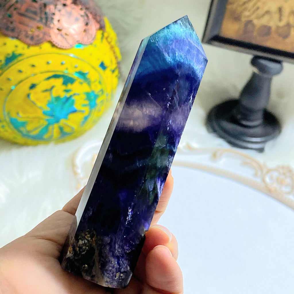 Mysterious Chunky Rainbow Fluorite Standing Tower -Ideal For Crystal Grids #6 - Earth Family Crystals