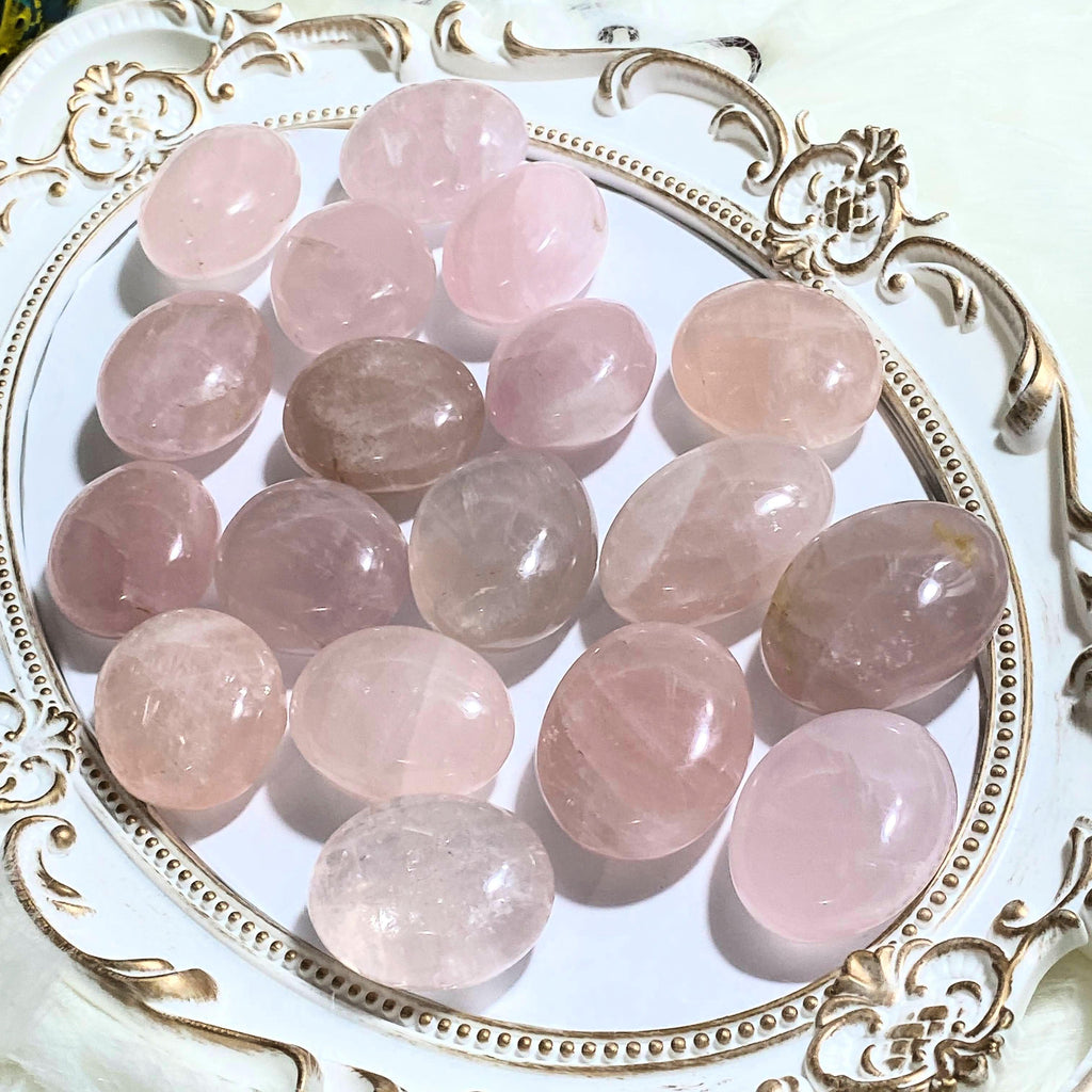 One Sweet Pink Rose Quartz Polished Palm Stone~Locality Madagascar - Earth Family Crystals