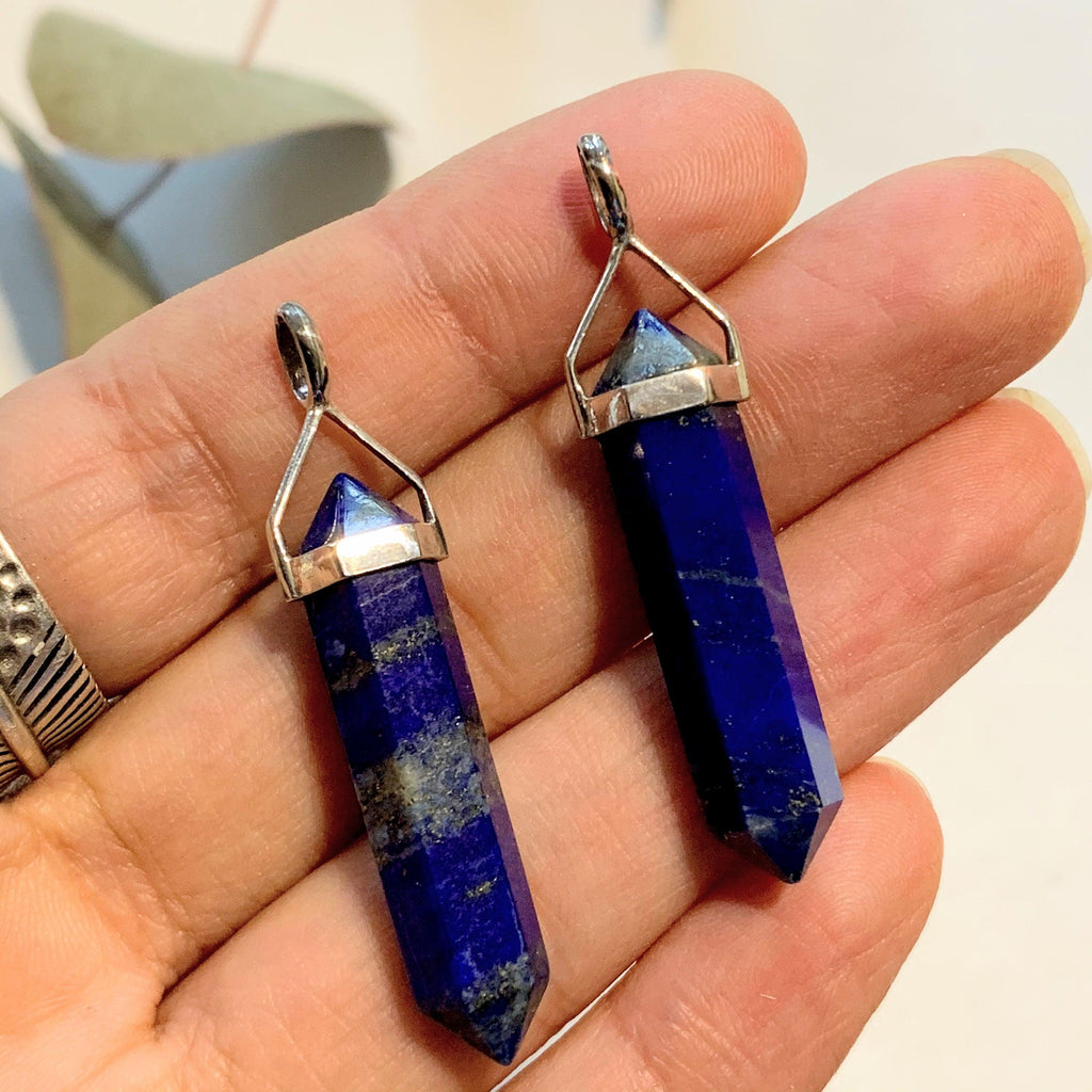 One Cobalt Blue Lapis Lazuli DT Sterling Silver Pendant (Includes Silver Chain) - Earth Family Crystals