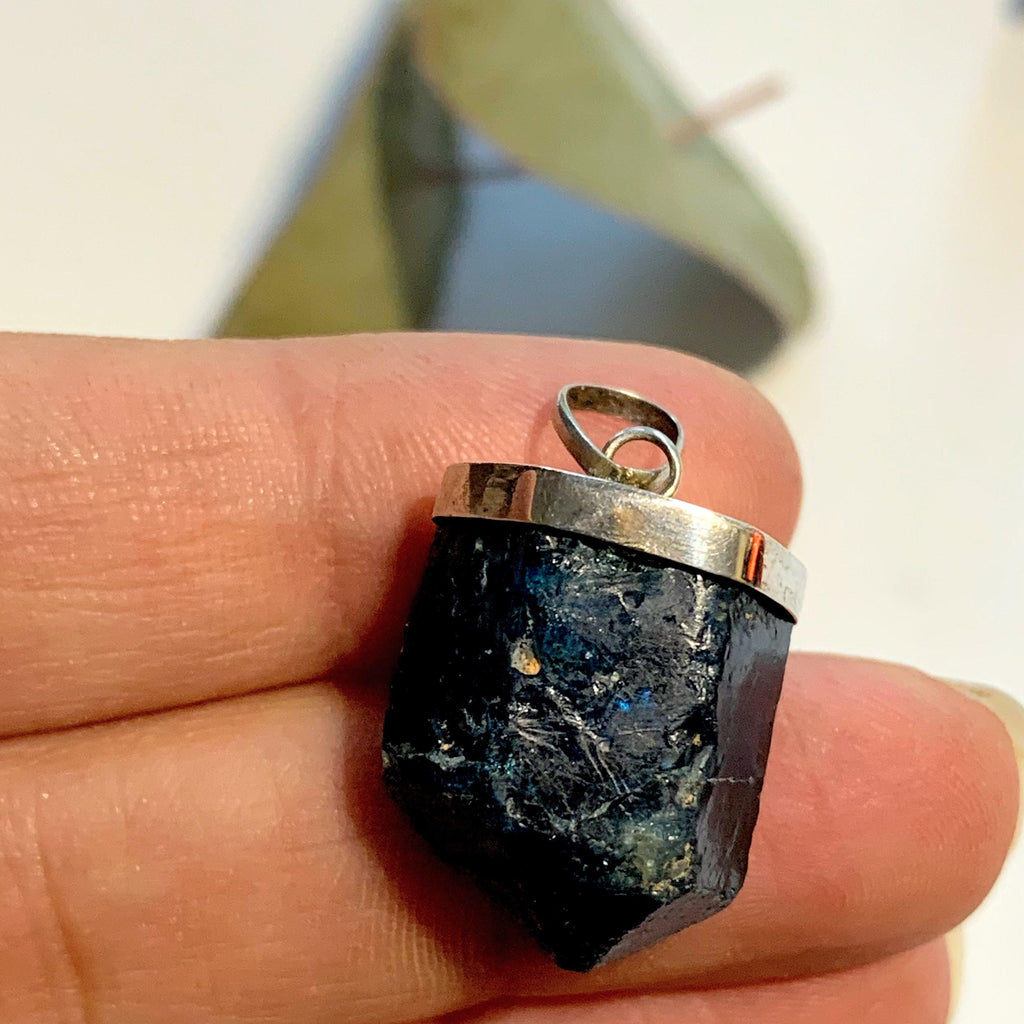 Natural Deep Blue Apatite Sterling Silver Pendant (Includes Silver Chain) - Earth Family Crystals
