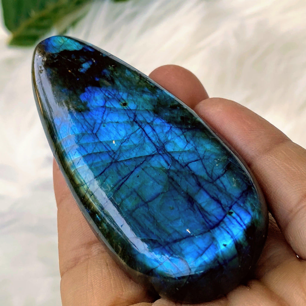 Gorgeous Flashy Labradorite Massage Shape Carving - Earth Family Crystals