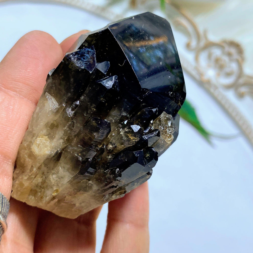 Deep Natural Smoky Quartz With Citrine Inclusions Elestial Kundalini Point #1 - Earth Family Crystals