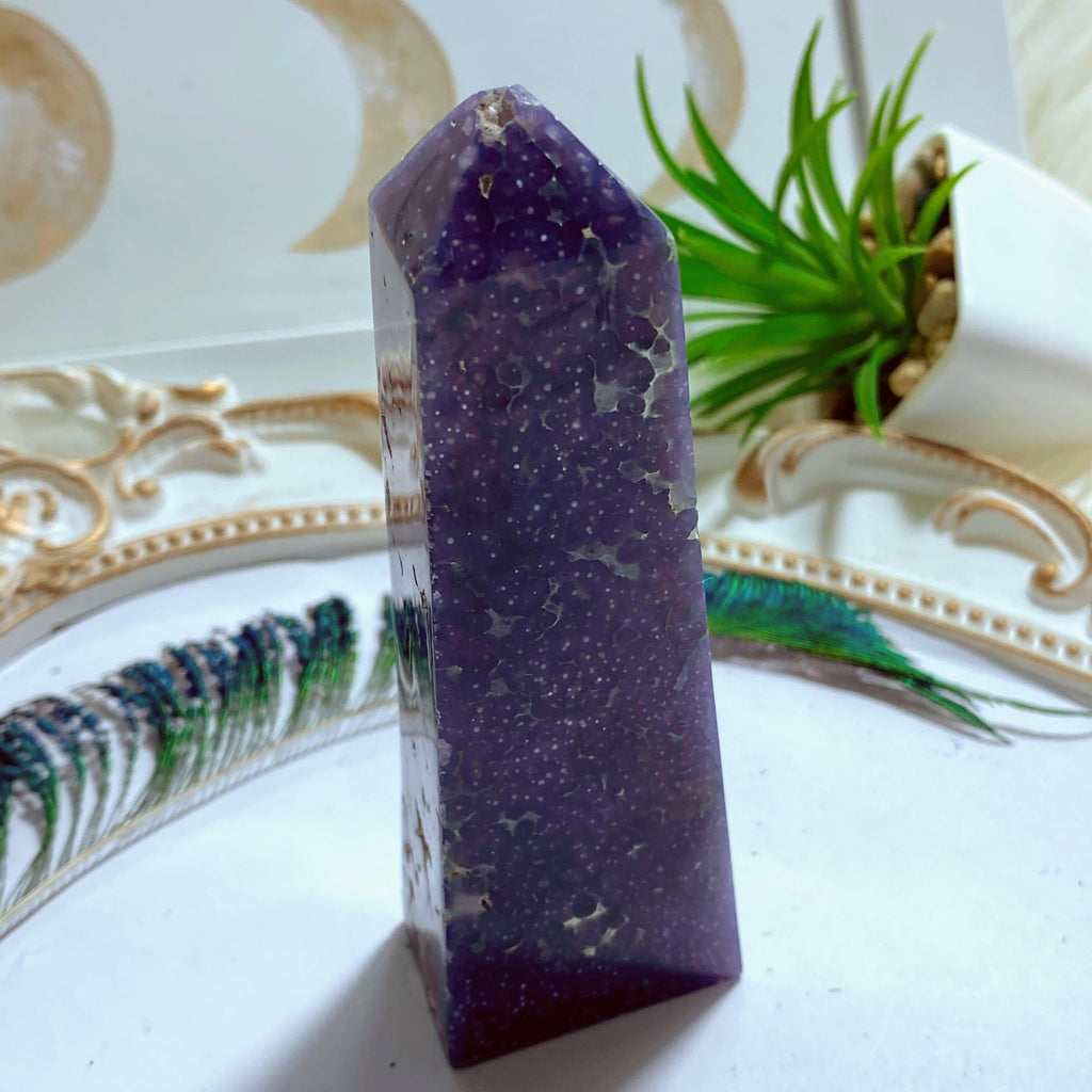Lush Purple Grape Agate Large Partially Polished Tower #2 - Earth Family Crystals
