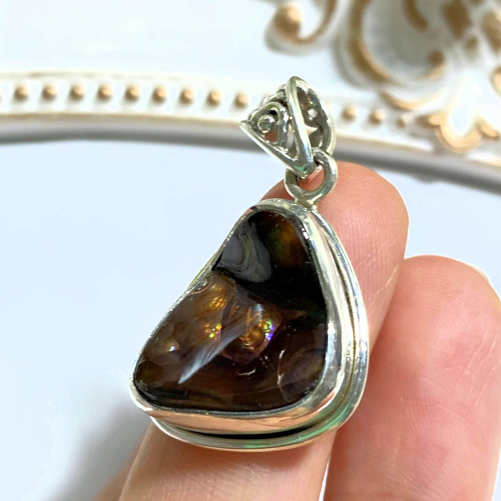 Mysterious Flashes! Mexican Fire Agate Pendant in Sterling Silver (Includes Silver Chain) - Earth Family Crystals