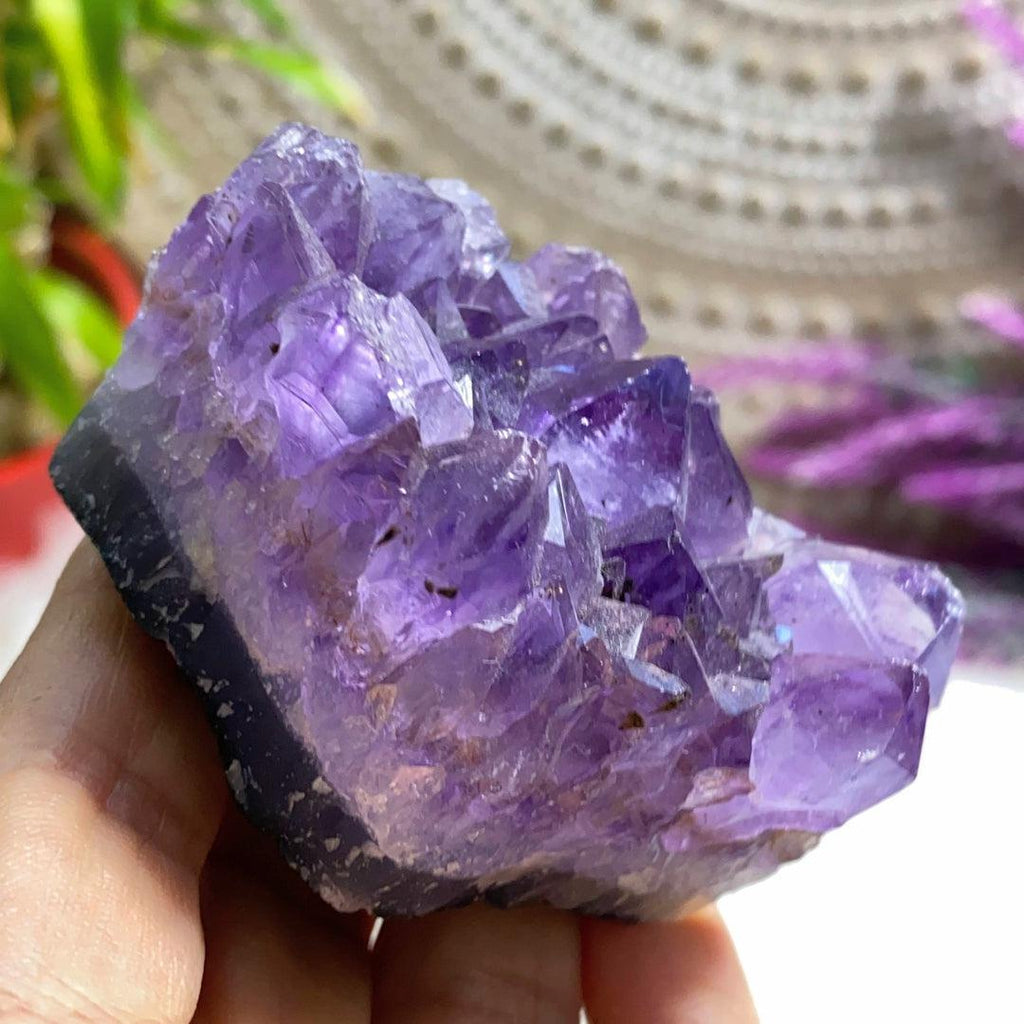 Stunning Lavender Purple Amethyst Cluster With Cacoxenite inclusions From Uruguay #3 - Earth Family Crystals