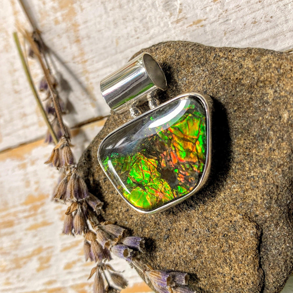 Flashy Ammolite Pendant in Sterling Silver (Includes Silver Chain) #2 - Earth Family Crystals