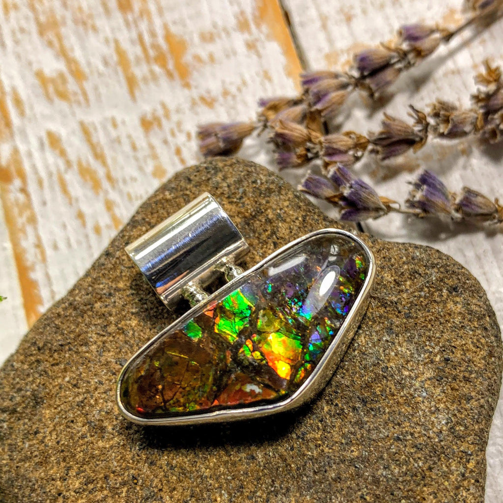 Flashy Ammolite Pendant in Sterling Silver (Includes Silver Chain) #3 - Earth Family Crystals