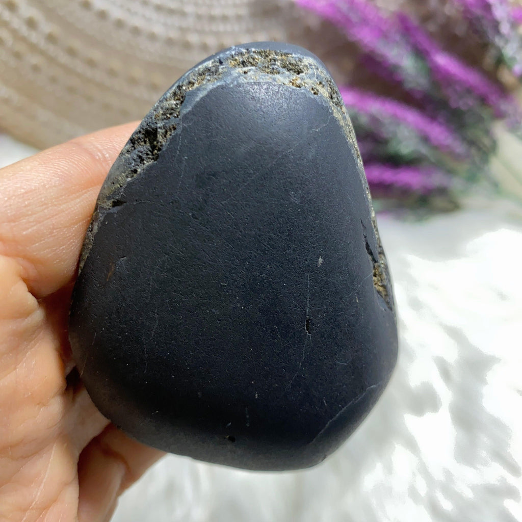Chunky Unpolished Shungite Natural Crystal with ring of Pyrite From Russia #2 - Earth Family Crystals