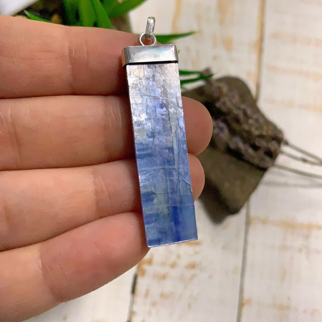 Blue Kyanite Sterling Silver Pendant (Includes Silver Chain) #1 - Earth Family Crystals