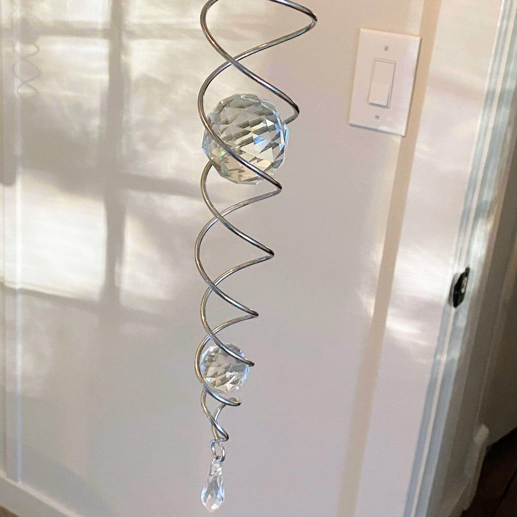 Gorgeous Spiral Hanging Sun Catcher for Rainbow Effects - Earth Family Crystals
