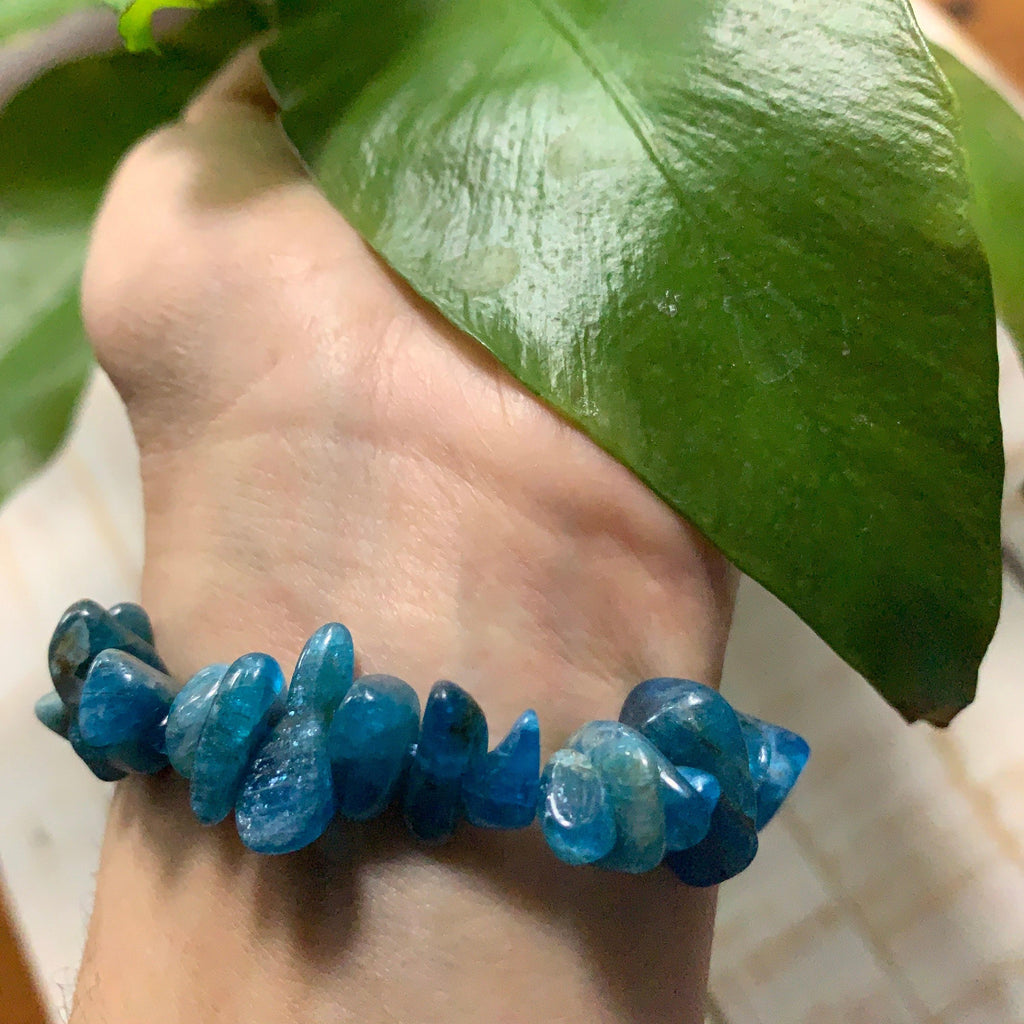 Small Blue Apatite Bracelet on Stretchy Cord - Earth Family Crystals