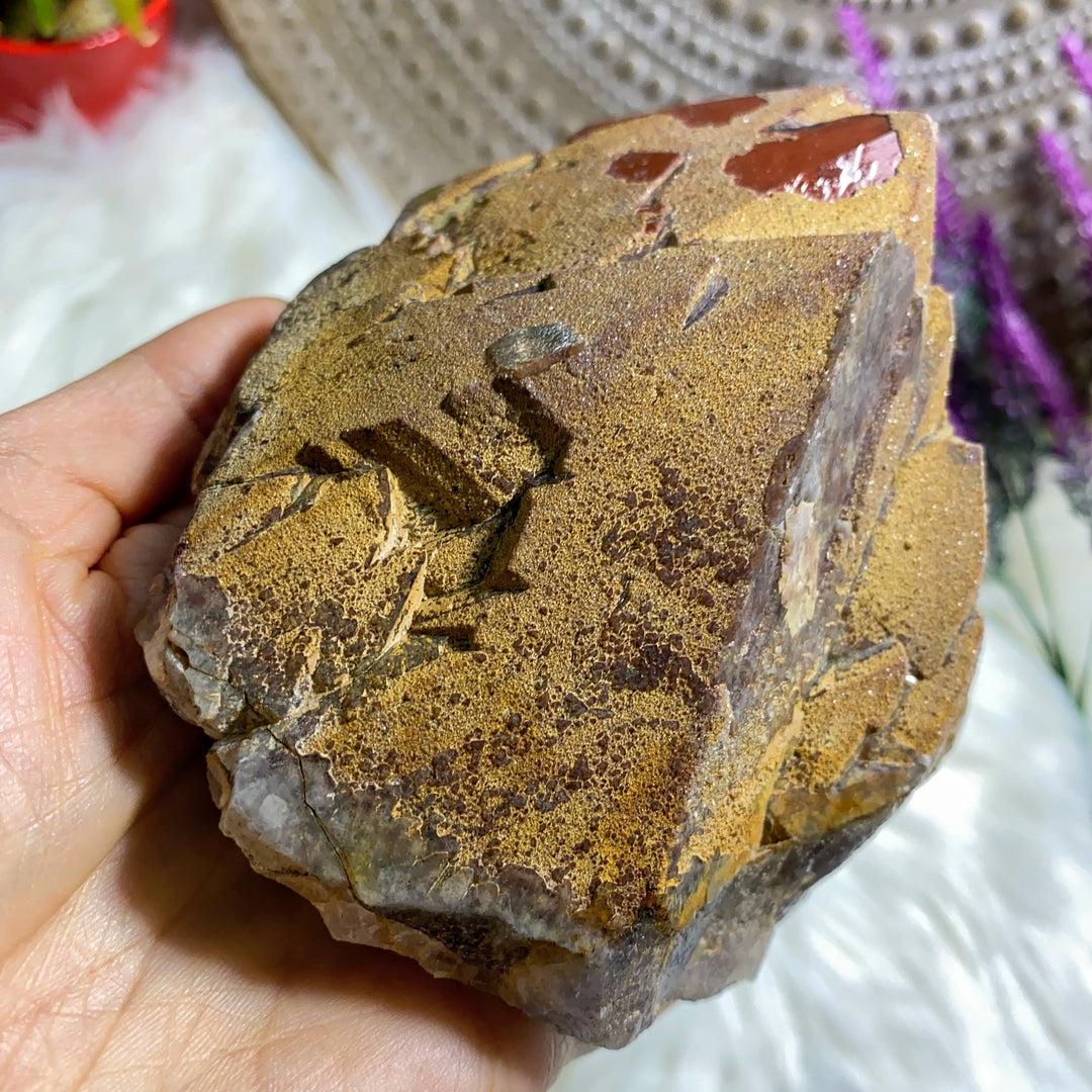 Rare Twin Peek Natural Auralite-23 Red Hematite Point with Record Keepers