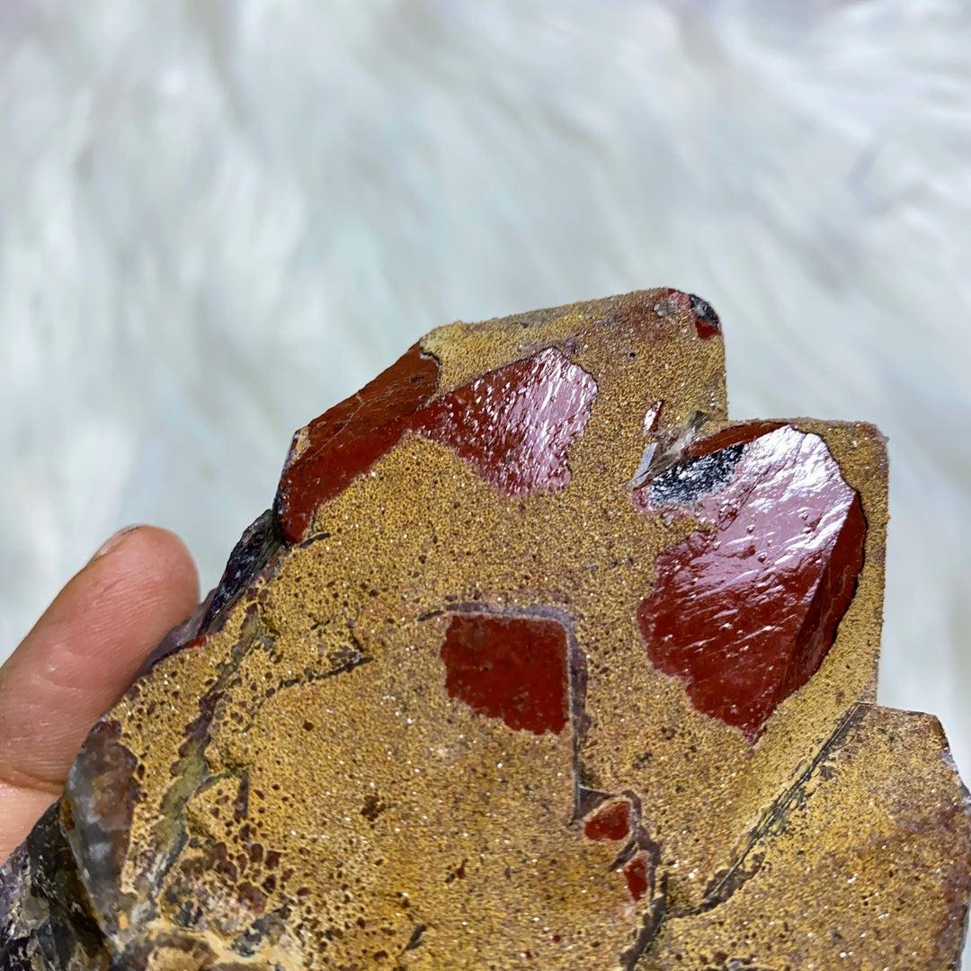 Rare Twin Peek Natural Auralite-23 Red Hematite Point with Record Keepers