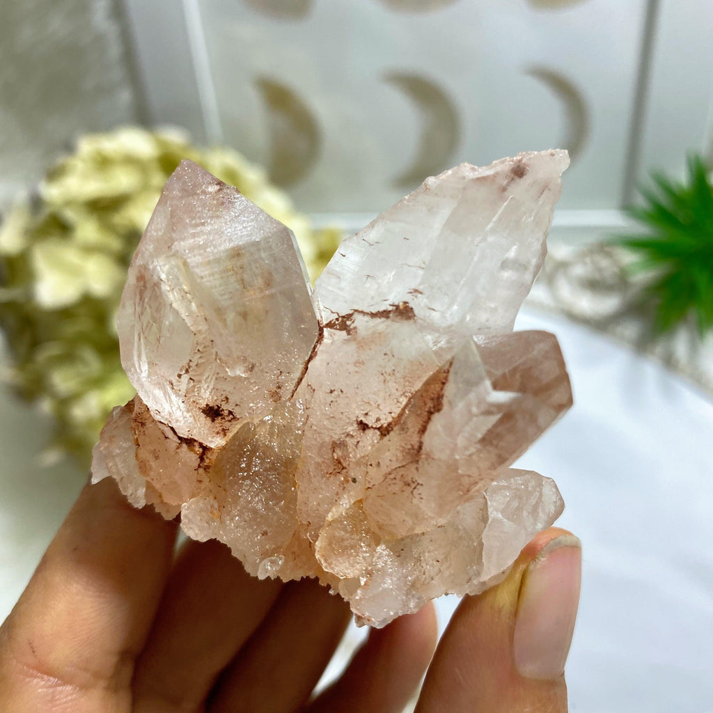 Rare~ Rosy Pink Samadhi Himalayan Quartz Cluster With Self Healing #1 - Earth Family Crystals