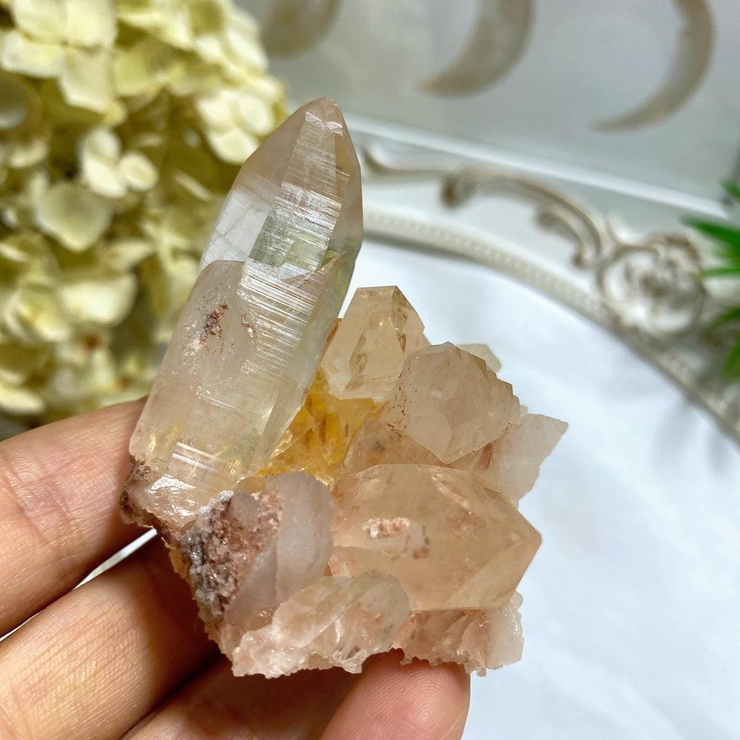 Rare~ Rosy Pink Samadhi Himalayan Quartz Cluster With Self Healing #2 - Earth Family Crystals