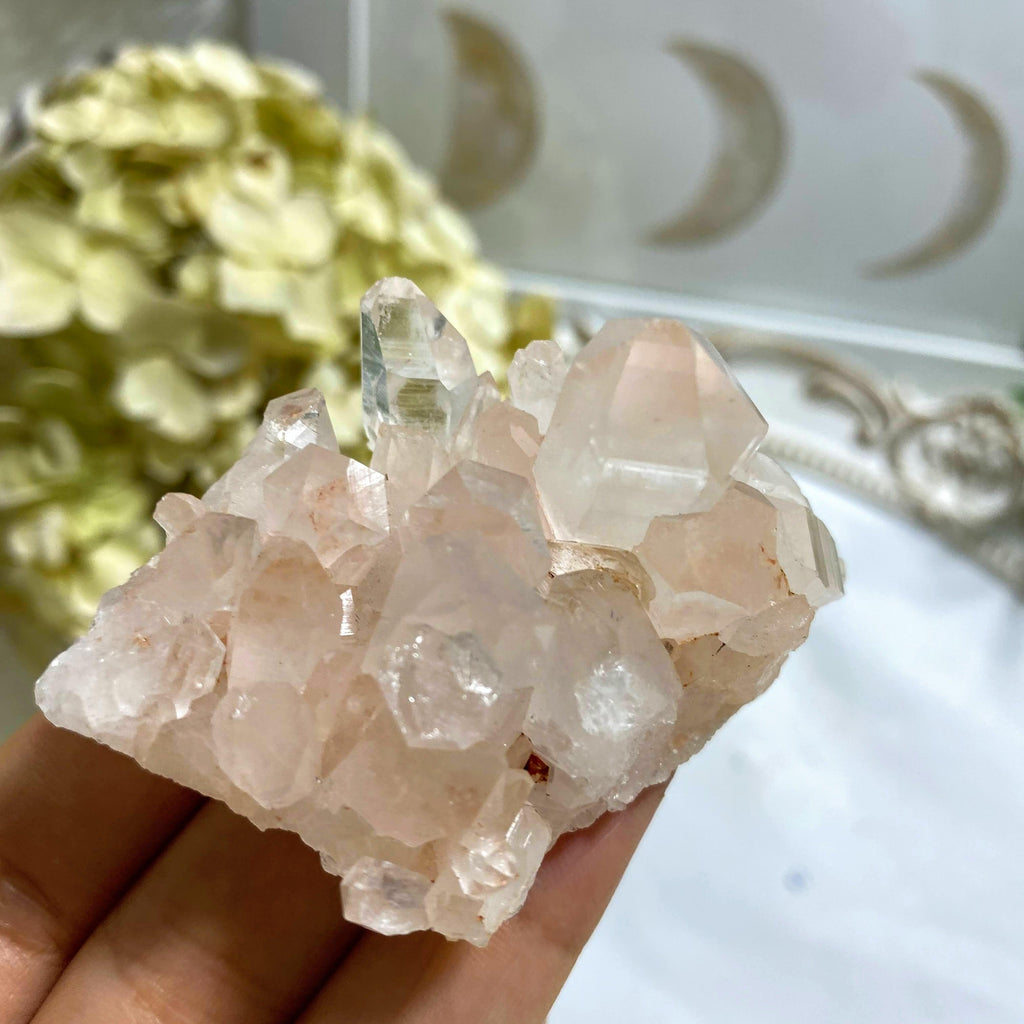 Rare~ Rosy Pink Samadhi Himalayan Quartz Cluster  #4 - Earth Family Crystals