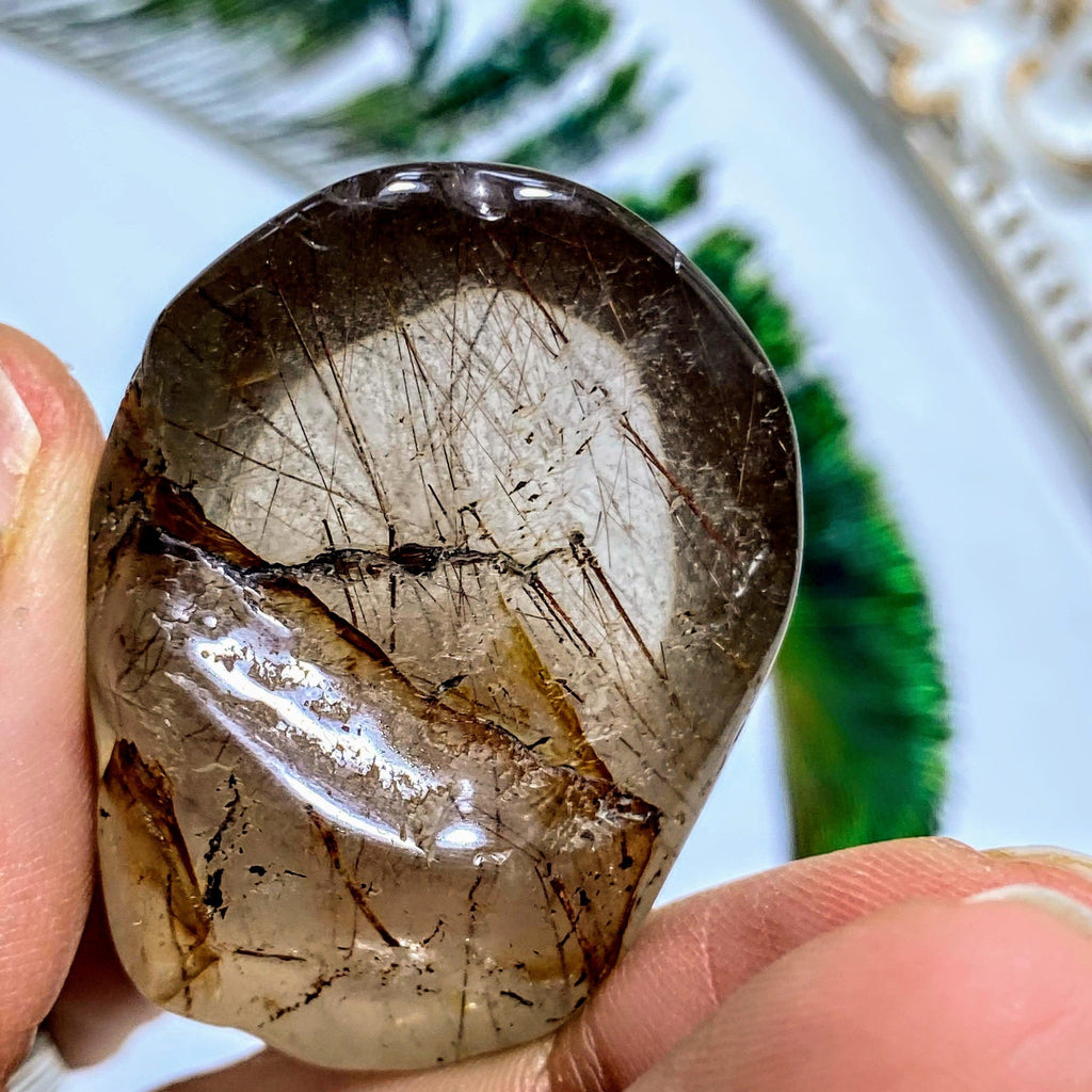 Rutilated Smoky Quartz Polished Hand Held Specimen~ Locality Brazil #2 - Earth Family Crystals