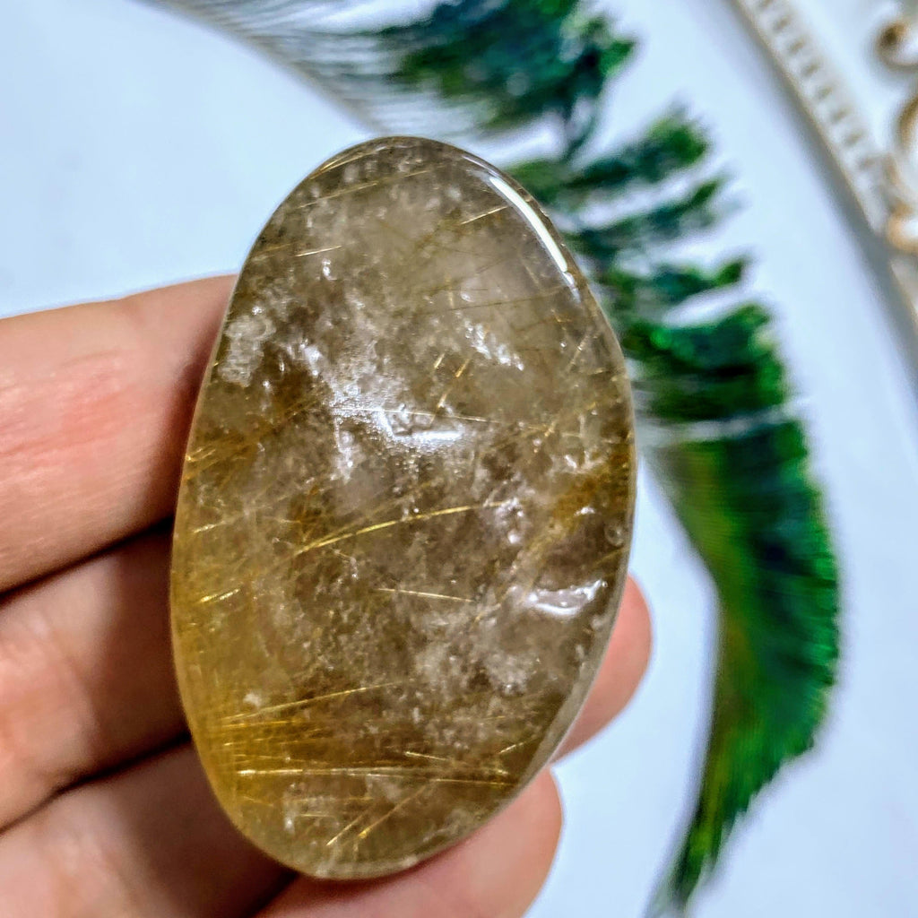 Golden Rutilated Quartz Polished Hand Held Specimen~ Locality Brazil #3 - Earth Family Crystals