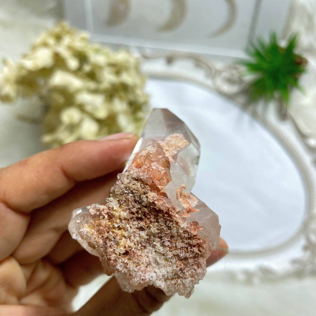 Rare! Rosy Pink Samadhi Himalayan Quartz Self Healed Cluster  #7 - Earth Family Crystals