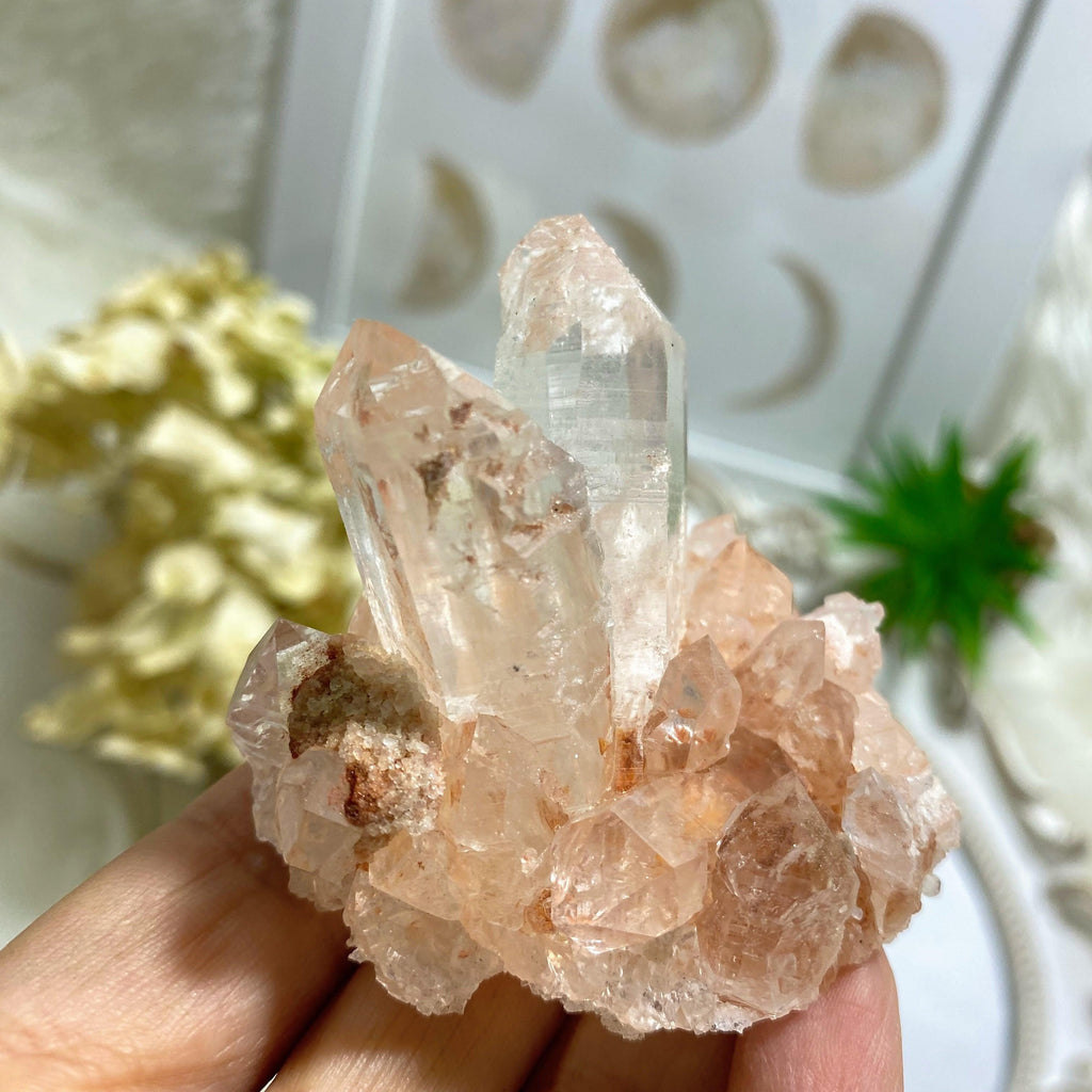 Rare! Rosy Pink Samadhi Himalayan Quartz Self Healed Cluster  #8 - Earth Family Crystals