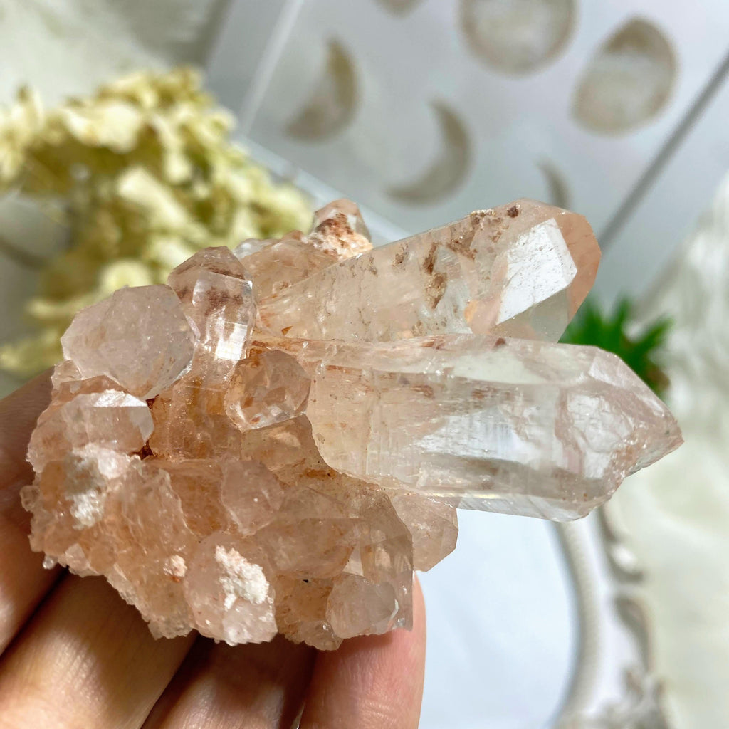 Rare! Rosy Pink Samadhi Himalayan Quartz Self Healed Cluster  #8 - Earth Family Crystals