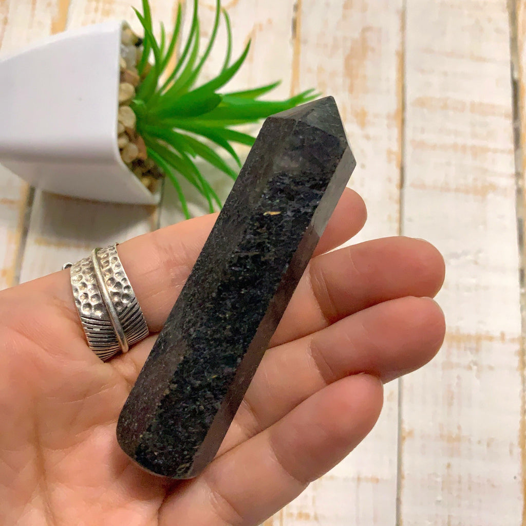 Genuine Nuummite Wand Carving From Greenland #2 - Earth Family Crystals