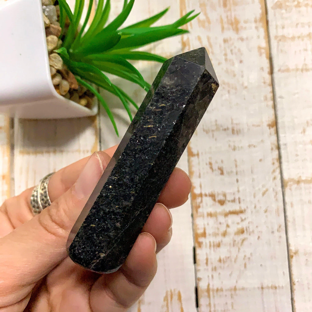 Genuine Nuummite Wand Carving From Greenland #2 - Earth Family Crystals