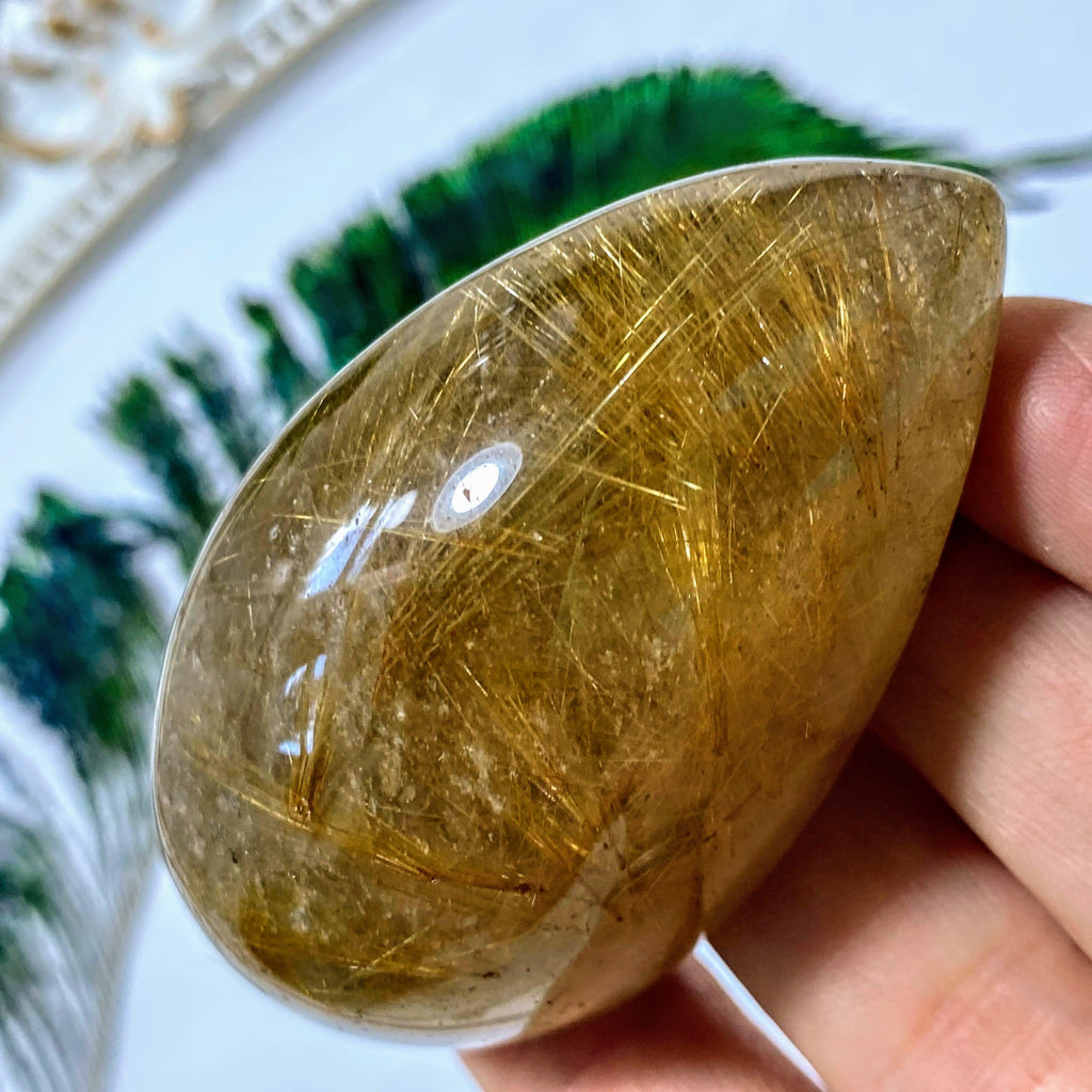 Golden Rutilated Quartz Teardrop Partially Polished Specimen~ Locality Brazil #7 - Earth Family Crystals