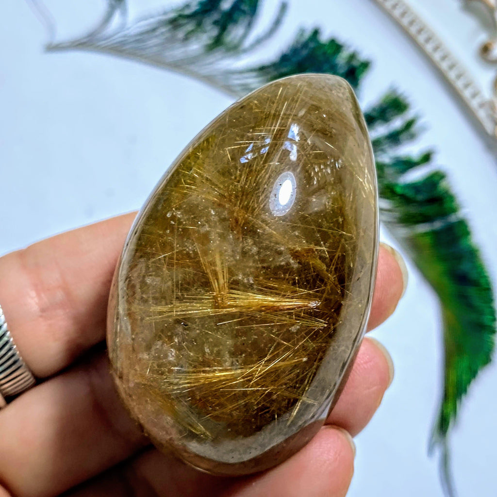 Golden Rutilated Quartz Teardrop Partially Polished Specimen~ Locality Brazil #7 - Earth Family Crystals