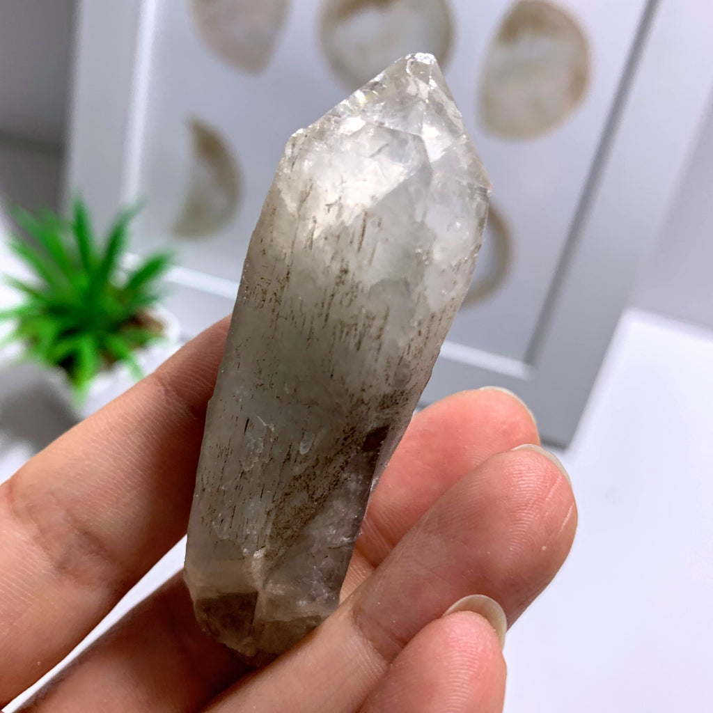 Elestial Clear Quartz Point With Smoky Inclusions From Brazil - Earth Family Crystals