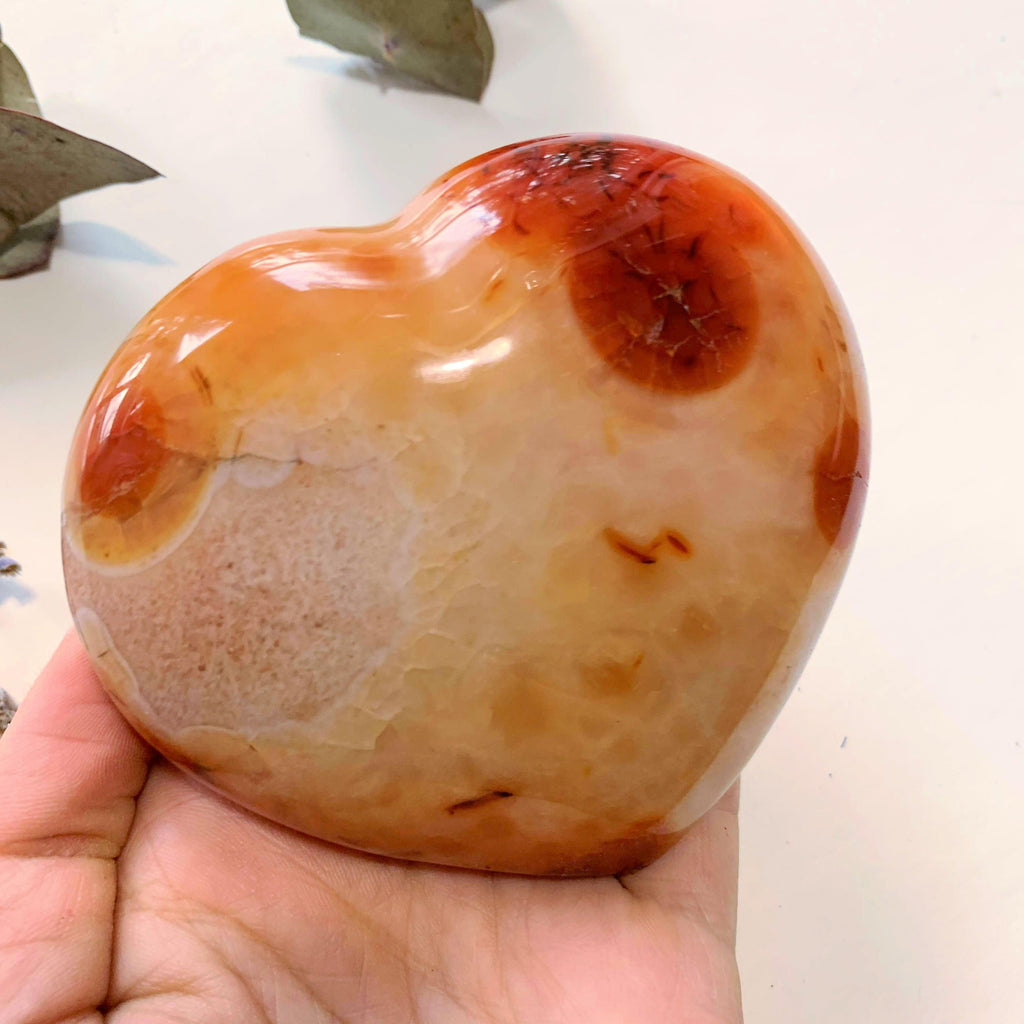 Uplifting Orange Carnelian Large Love Heart With Deep Druzy Cave ~Locality Madagascar - Earth Family Crystals