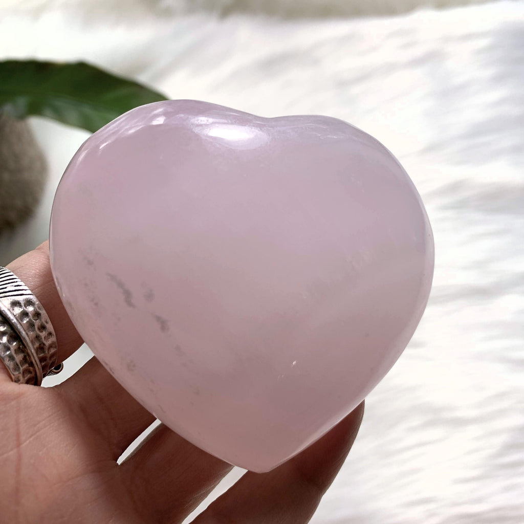 Pink Calcite Large Love Heart Carving (Glows under UV Light) #1 - Earth Family Crystals