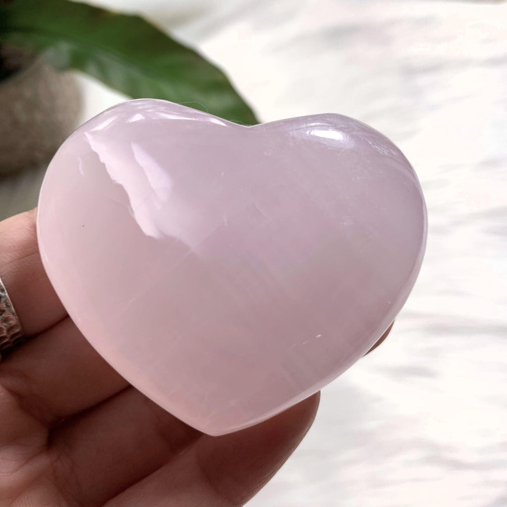 Pink Calcite Medium Love Heart Carving (Glows under UV Light) #1 - Earth Family Crystals