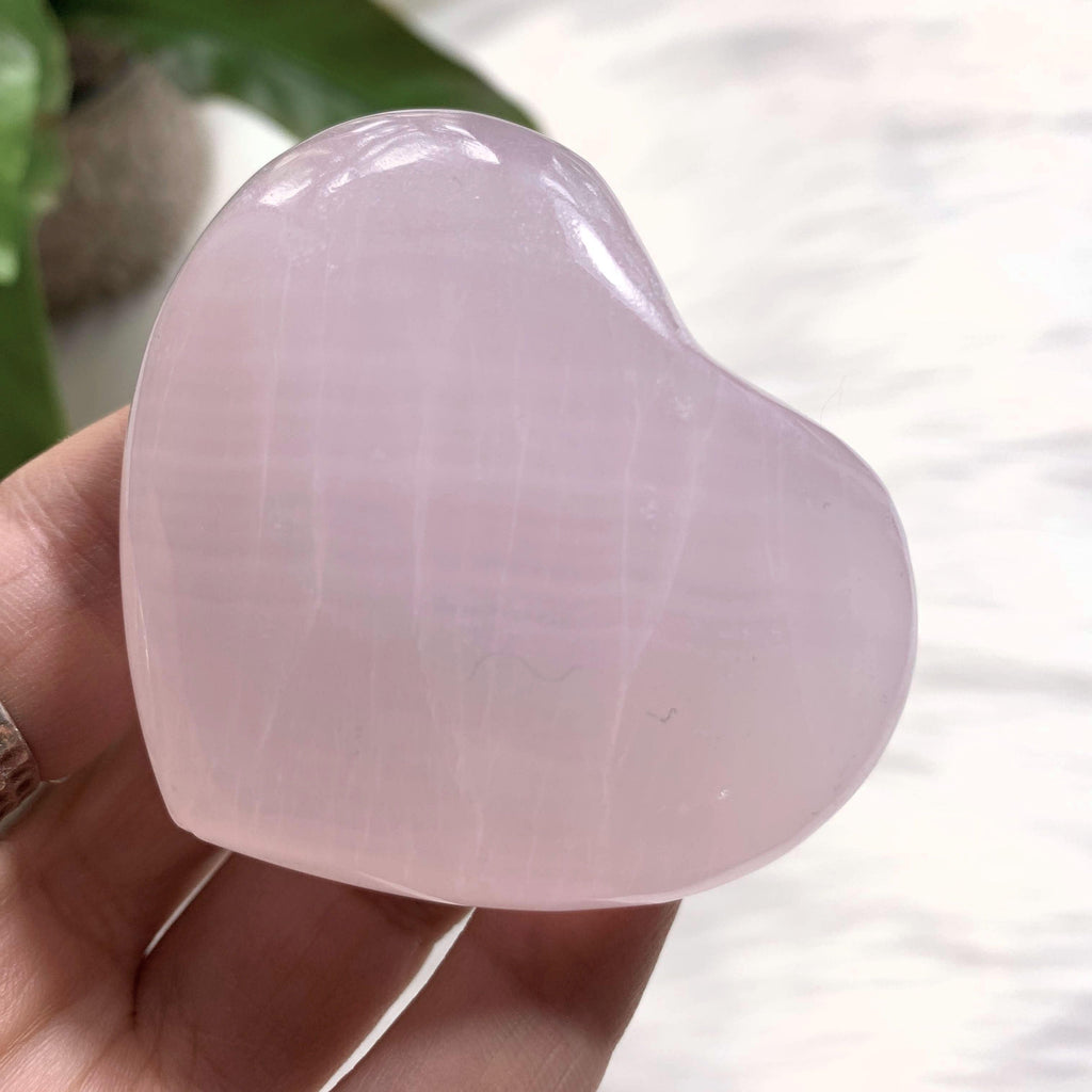 Pink Calcite Medium Love Heart Carving (Glows under UV Light) #1 - Earth Family Crystals