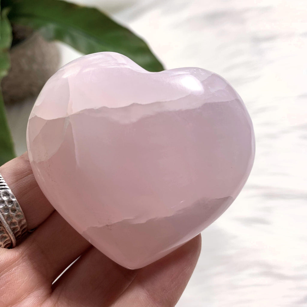 Pink Calcite Medium Love Heart Carving (Glows under UV Light) #2 - Earth Family Crystals