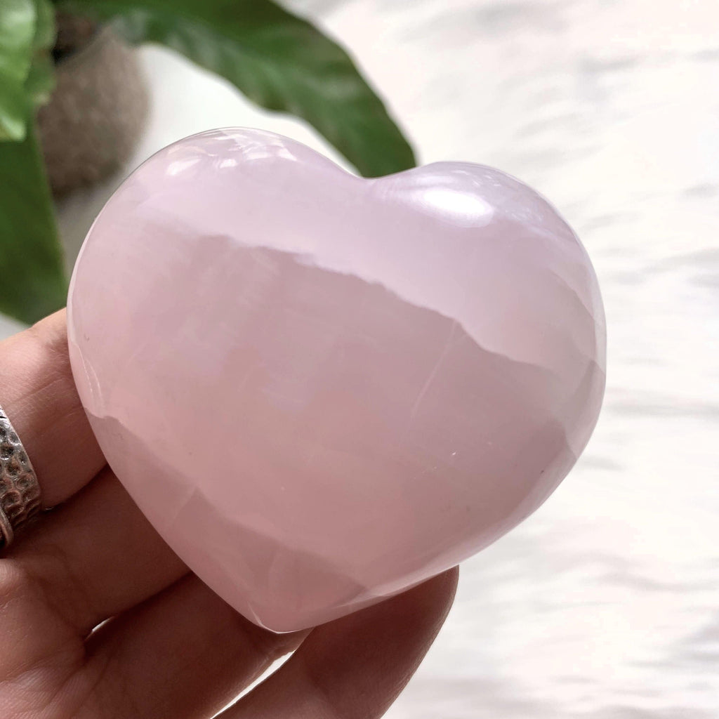 Pink Calcite Medium Love Heart Carving (Glows under UV Light) #2 - Earth Family Crystals