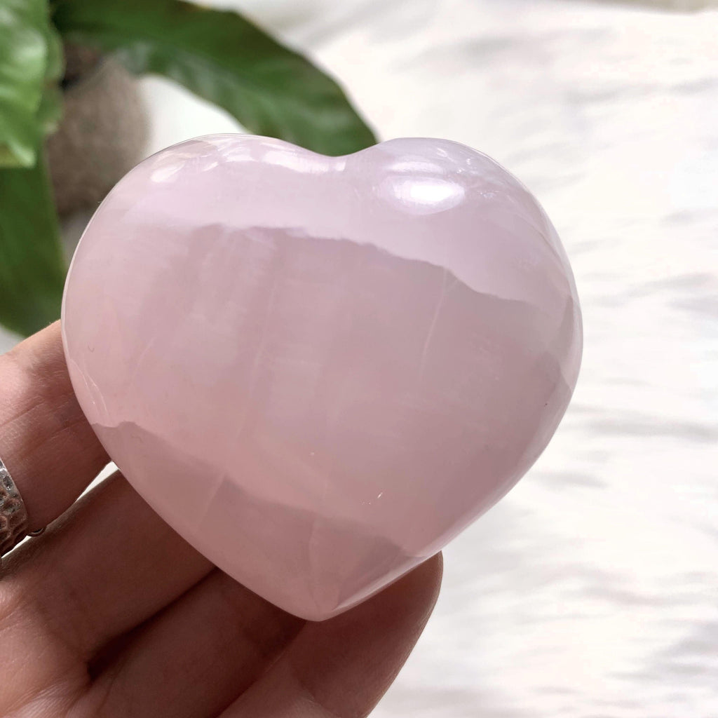 Pink Calcite Large Love Heart Carving (Glows under UV Light) #3 - Earth Family Crystals