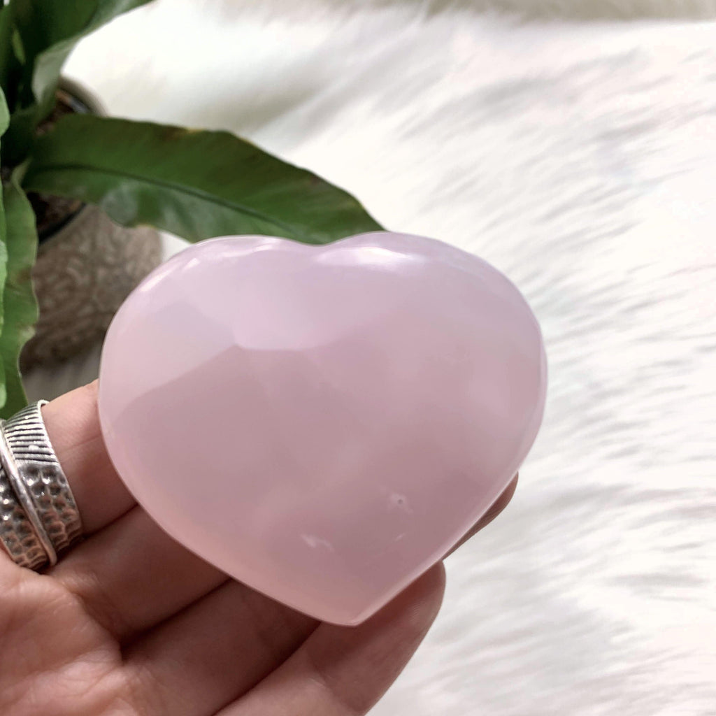 Pink Calcite Medium Love Heart Carving (Glows under UV Light) #3 - Earth Family Crystals