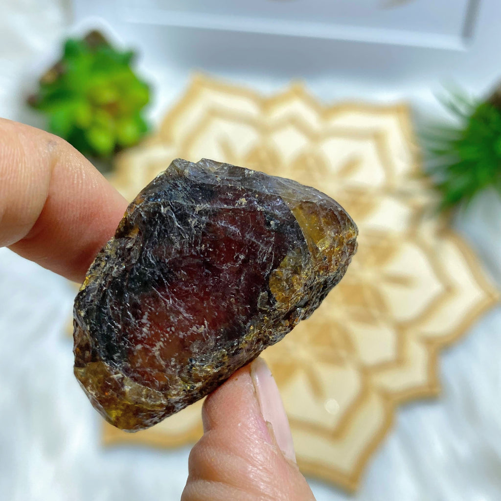 Unique Sumatra Golden & Blue Amber Natural Specimen From Indonesia #3 - Earth Family Crystals