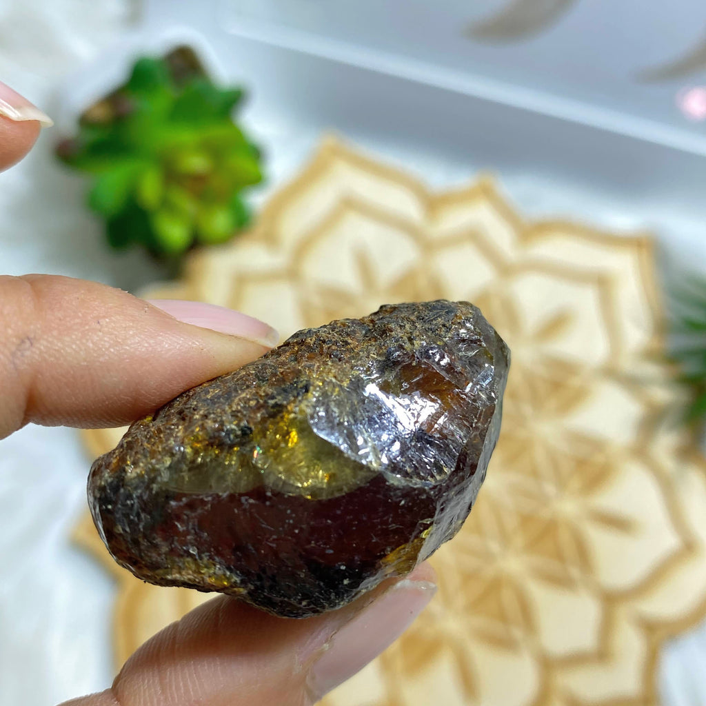 Unique Sumatra Golden & Blue Amber Natural Specimen From Indonesia #3 - Earth Family Crystals