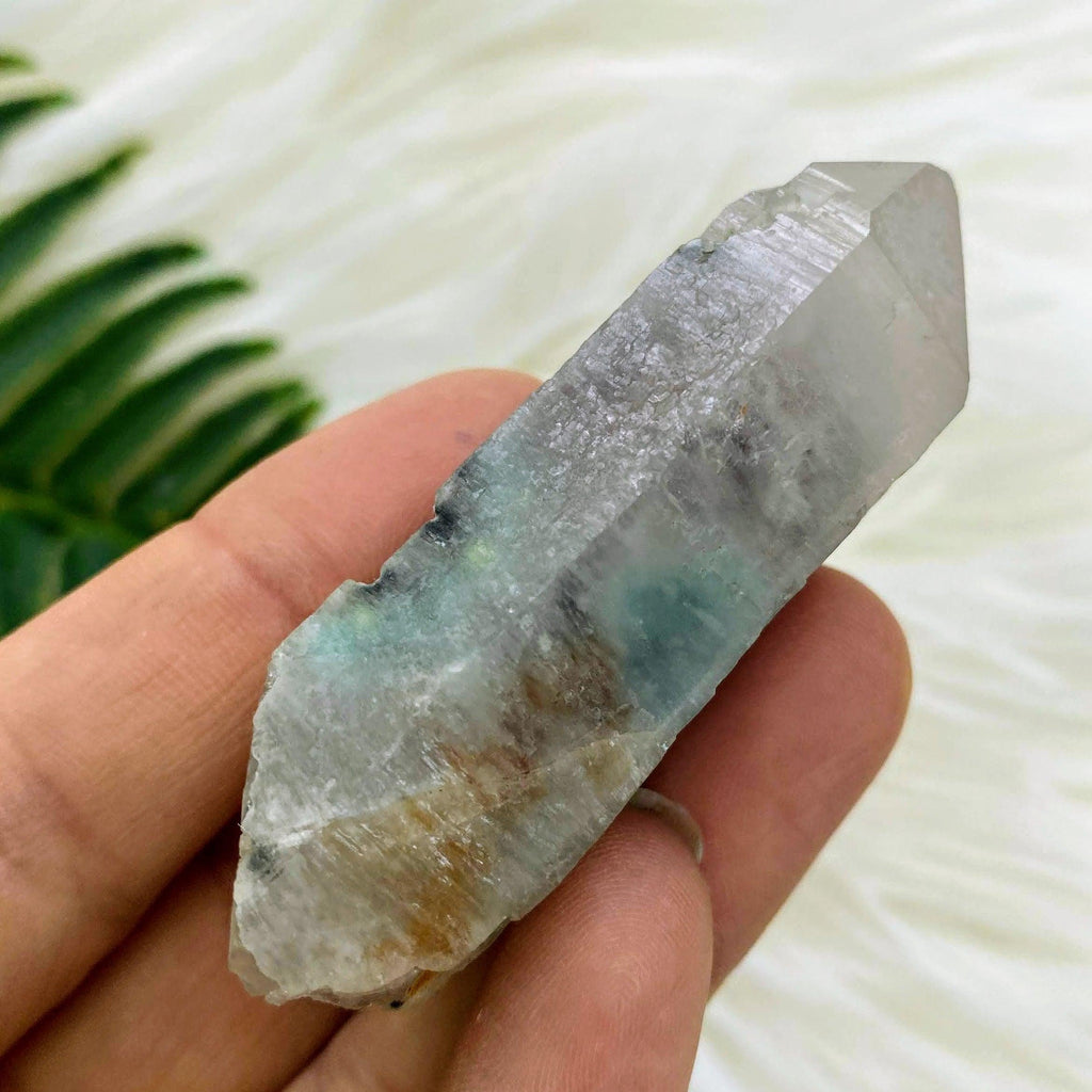 Very Rare! Genuine Blue Ajoite Quartz with Self Healed Double Terminated Point, Phantoms & Red Hematite Inclusions - Messina, South Africa - Earth Family Crystals