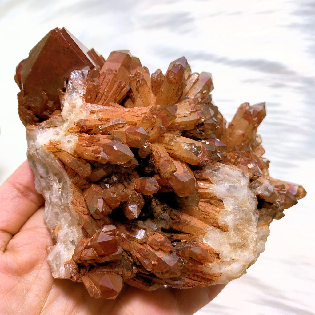 Power Piece!  XL Cathedral & Elestial Orange River Cluster From Namibia - Earth Family Crystals