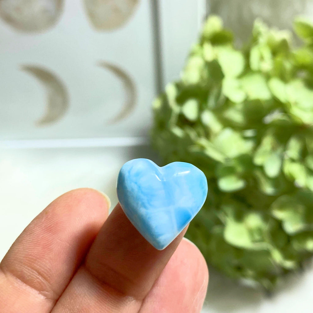 Blue Larimar Dainty Heart Carving~Locality: Dominican Republic - Earth Family Crystals