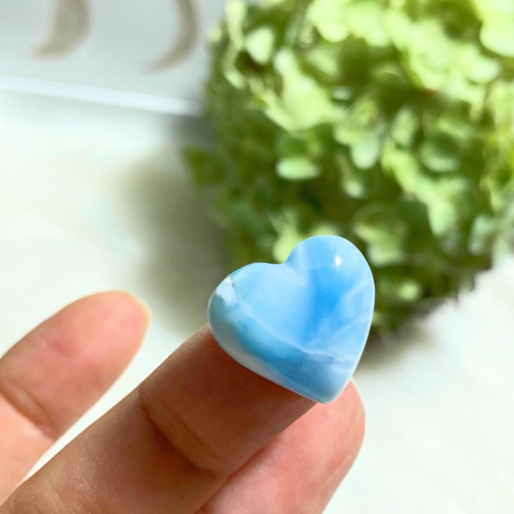 Blue Larimar Dainty Heart Carving~Locality: Dominican Republic - Earth Family Crystals