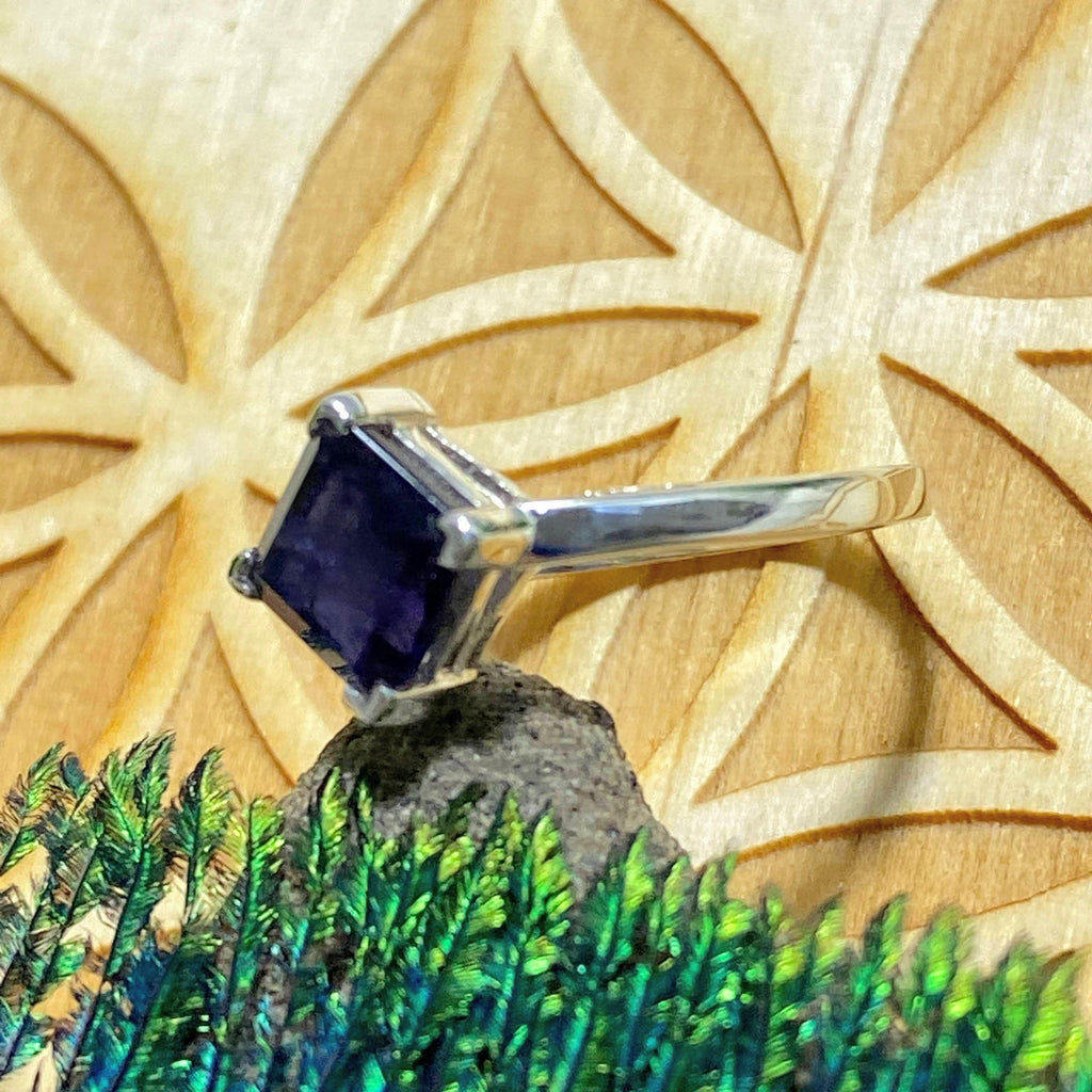 Faceted Iolite Ring in Sterling Silver (Size: 8) - Earth Family Crystals
