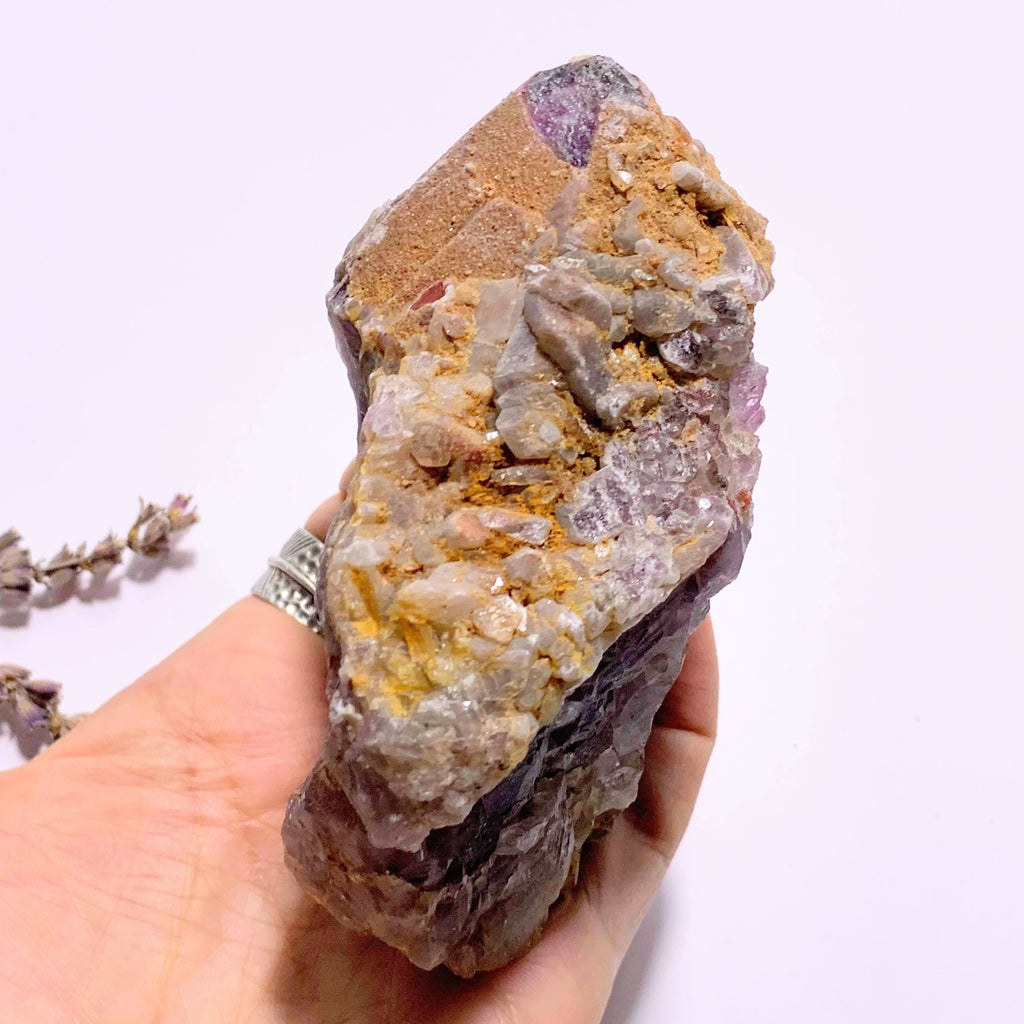 Genuine Auralite-23 Red Hematite & Quartz Druzy Capped Large Elestial Point From Ontario, Canada - Earth Family Crystals