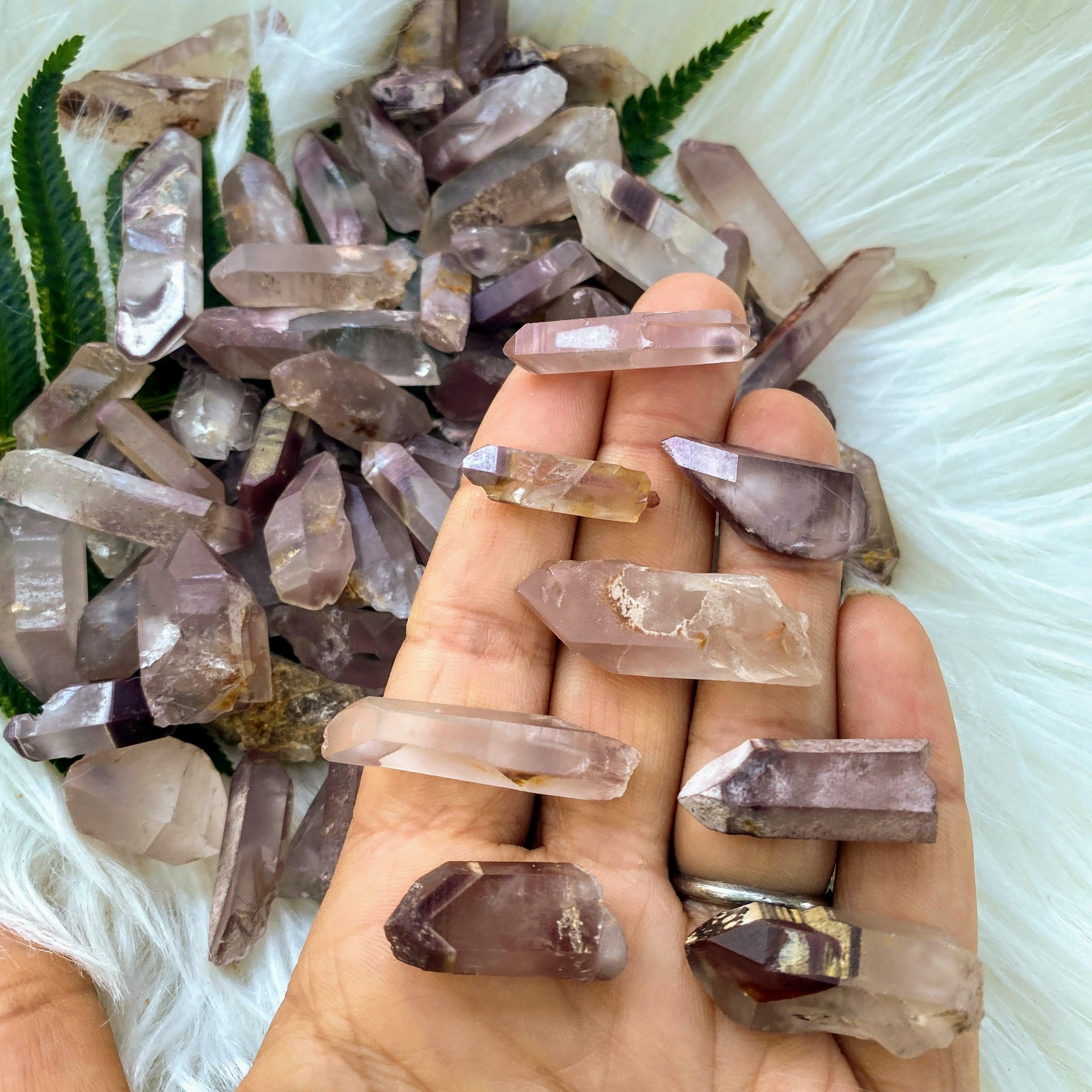 Set of 8 Lithium Quartz Natural Points from Brazil~ Perfect for Crystal grids! - Earth Family Crystals