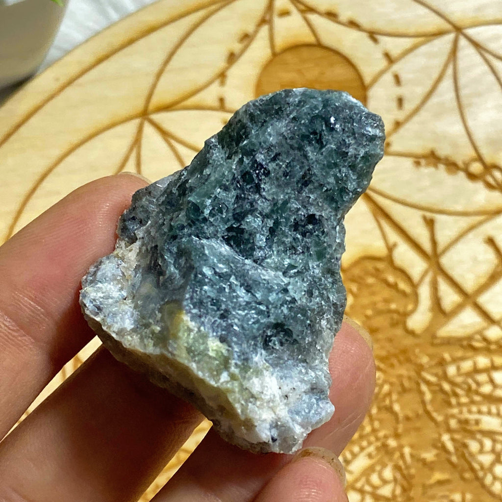 Unique Greenland Green & Yellow Sodalite (Hackmanite) Uv Reactive & Agerine Specimen - Earth Family Crystals